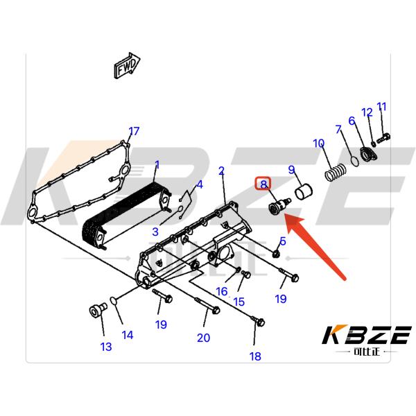 KBZE BRAND KOMATSU SAA6D140E 6218-61-2610 OIL COOLER THERMOSTAT