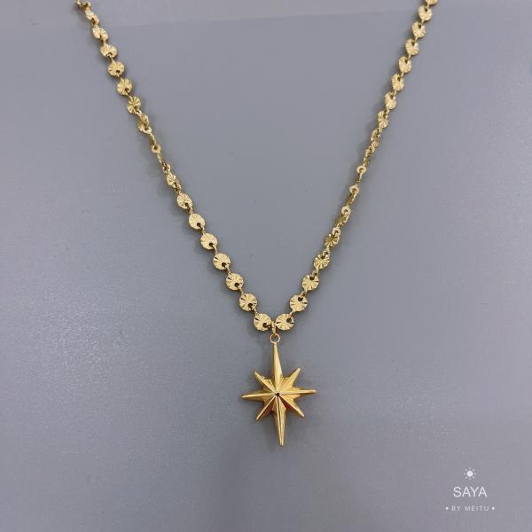 Hexagram Pendant Flower Chain Necklace Couples Stainless Steel Fashion Jewelry