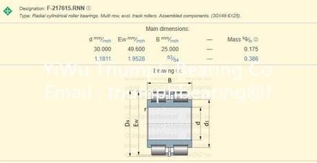 INA double -row full complement cylindrical roller bearing F-217615.RNN