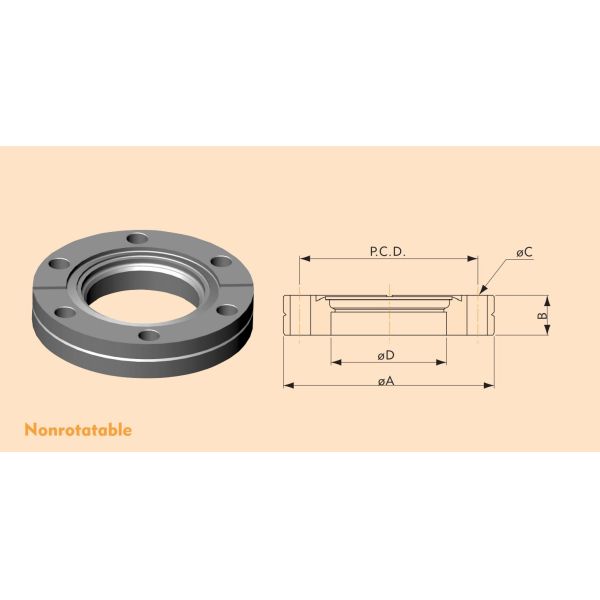 High Vacuum CF Bored Flange Nonrotatable ANSI For Vacuum System