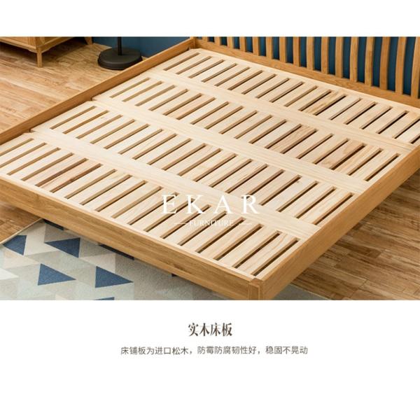 New Modern Simple Design King Size Oak Solid Wood Bedroom Furniture Nordic Bed
