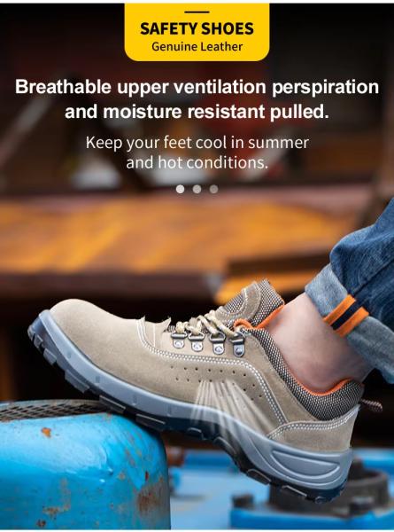 Yellow Lightweight Comfortable Safety Shoes / Comfortable Work Shoes Men with PU/PU Sole