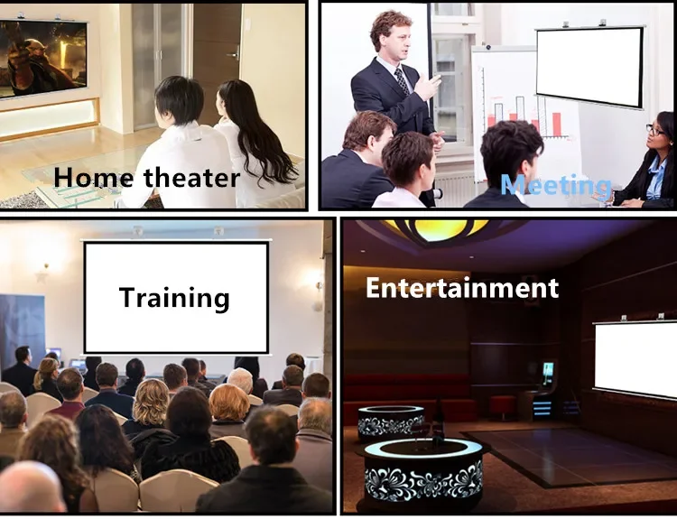 Портативный складывающийся сцепление настенный висячий проекционный экран 60-120 дюймов на открытом воздухе кемпинга