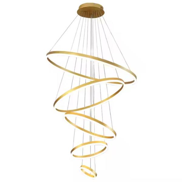 Five Ring Hanging Home Decoration Led Chandelier Ring Acrylic Luxury Ceiling Ring Chandelier