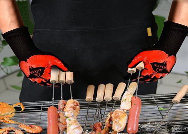 BBQ Grilling Heat Resistant Work Gloves Breathable Customized Silicone Printing