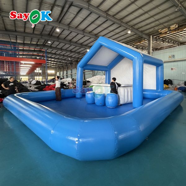 Durable 0.6mm PVC Tarpaulin Inflatable Water Bar with Custom Logo Printing and Portable Easy Setup for Pool Parties