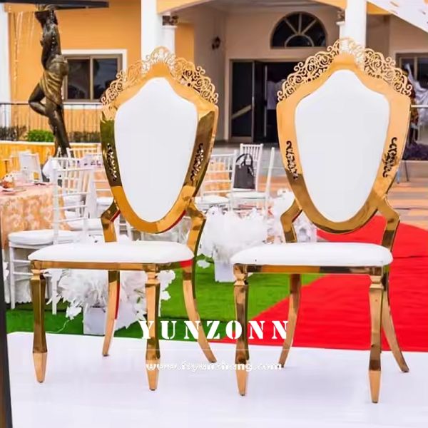 Rental Luxury Dining Chairs Modern Elegant New Gold Wedding Chairs for Wedding Party Events Bride and Groom