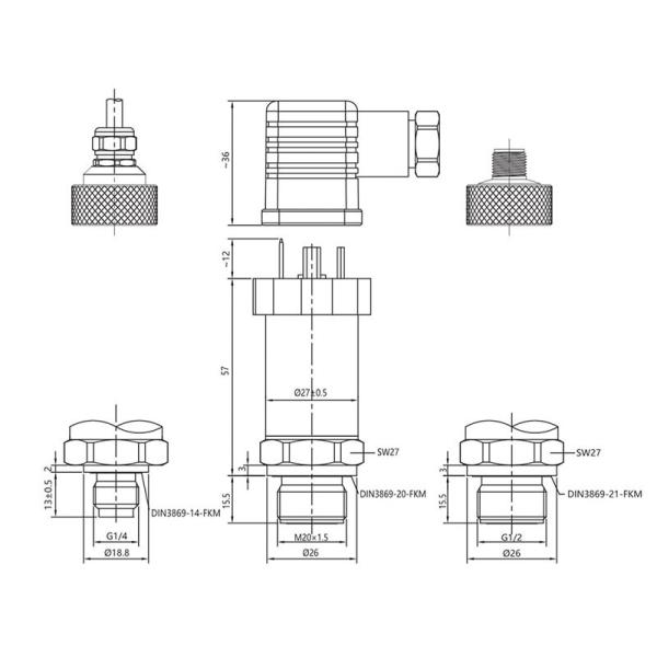 NS-P907 Series High Frequency Dynamic Pressure Sensor Gas Pressure Sensor 10kHz