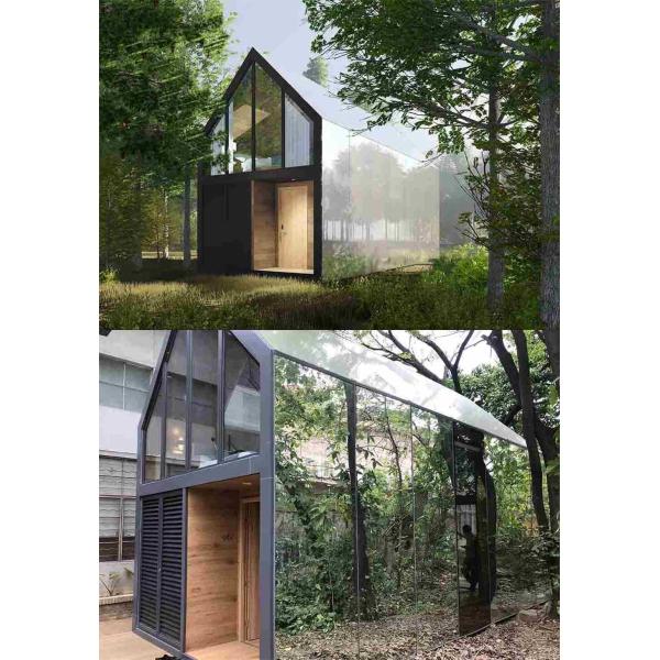 Wood Gray Prefab Glass House , Tiny Prefab Homes L8700*W4000*H5600mm Size