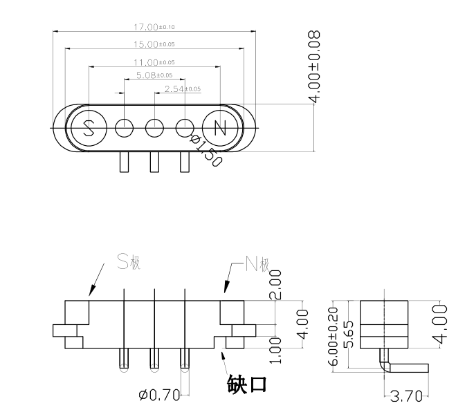 90 degrees angle magnetic connector 3pin male and female magnetic power connector 