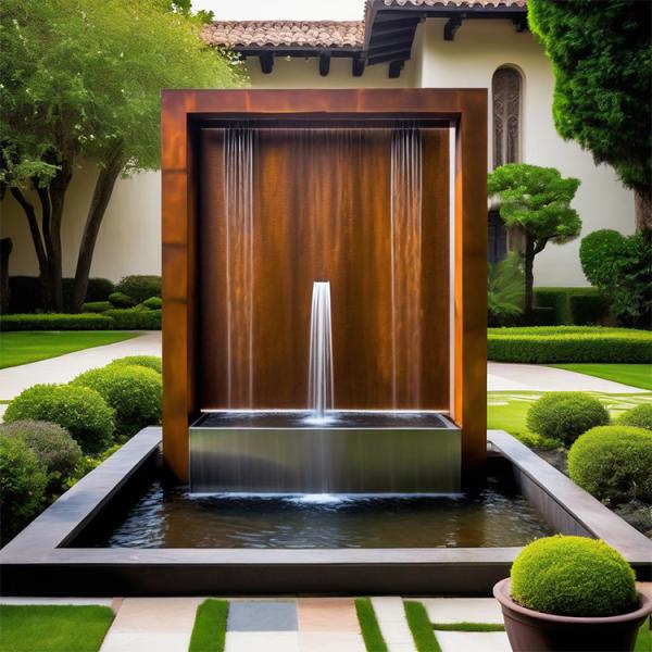 Pond Corten Steel Waterfall Blade Cascade Personalize Space Customizable
