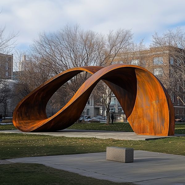 Modern Abstract Corten Steel Sculpture Artistic Outdoor Decor for Park and Plaza