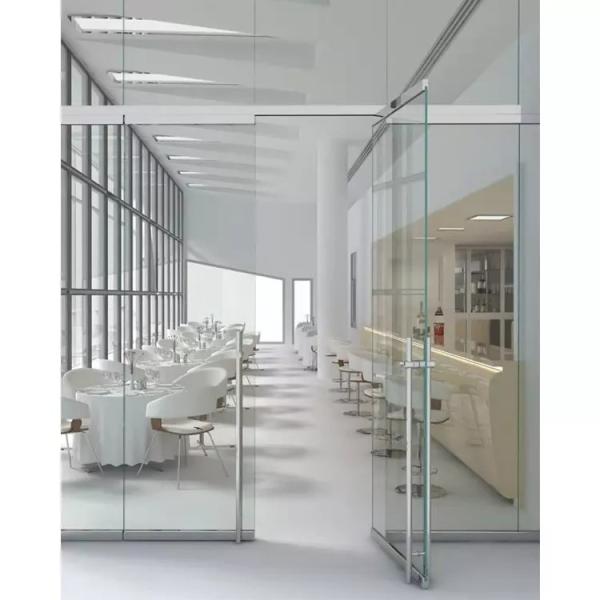Aluminum Alloy Frameless Swing Glass Door , Tempered Commercial Double Glass Door