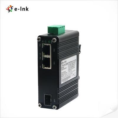 Mini Industrial SFP to 2xGigabit PoE+ Media Converter 30W -40~75°C
