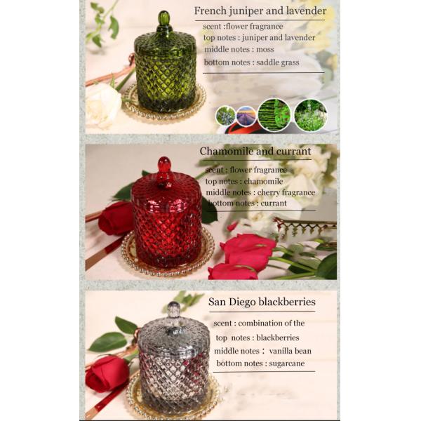 Color Cylinder Scented Jar Candle Soy Wax Jar With Glass Lid 500g Wax Weight