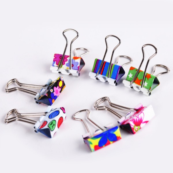 wholesale 48pcs PVC drum metal 19mm coloured OEM printed binder clip