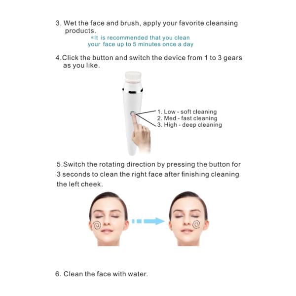 3 In 1 Rotating Rechargeable Facial Cleansing Brush 3 - 4 Hrs Charging Time