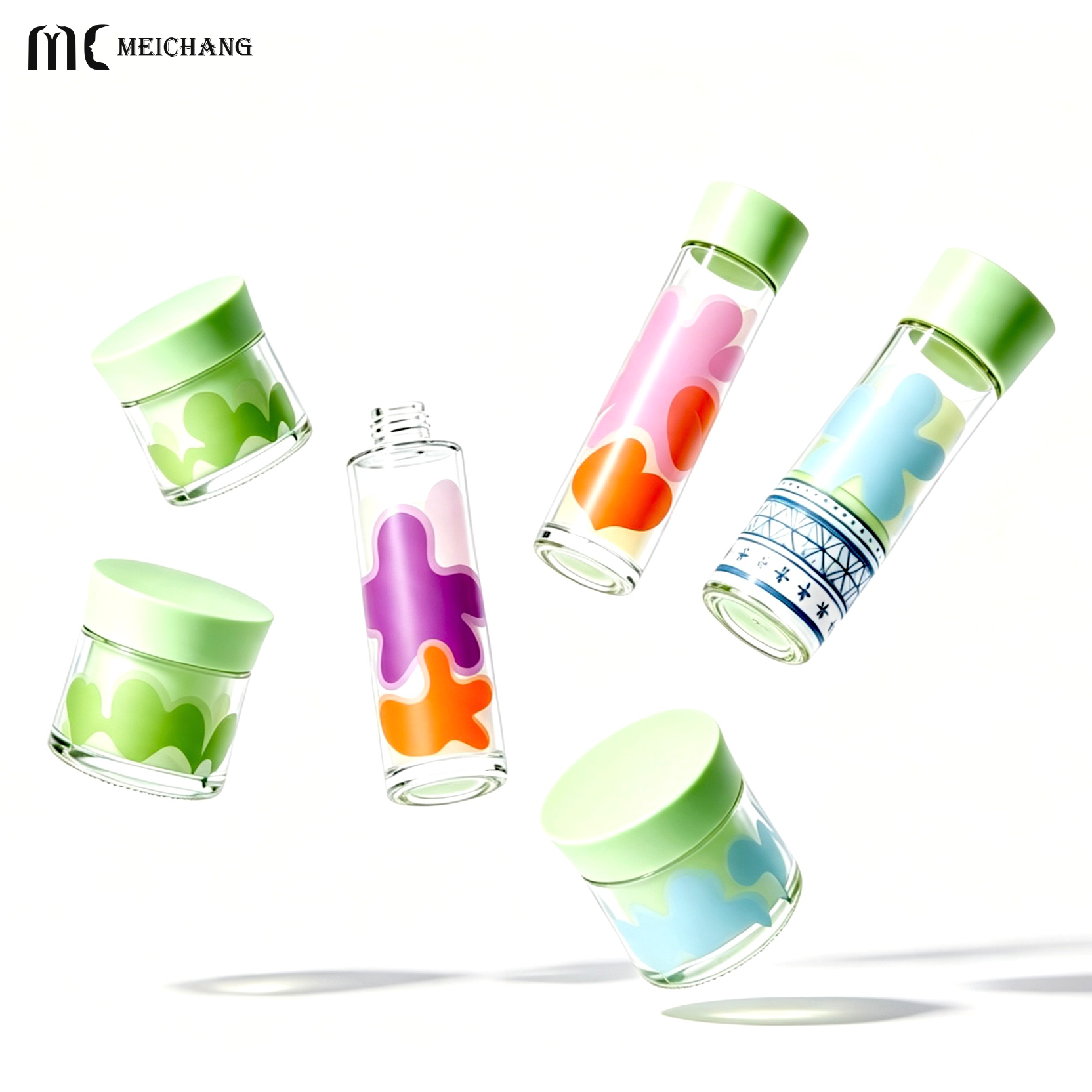 50g/45ml/110ml/145ml Light-Blocking Refillable Glass Skincare Packaging Set – Customizable UV-Protective Cosmetic Bottles & Cream Jar for Sustainable Beauty Brands(MC-327)