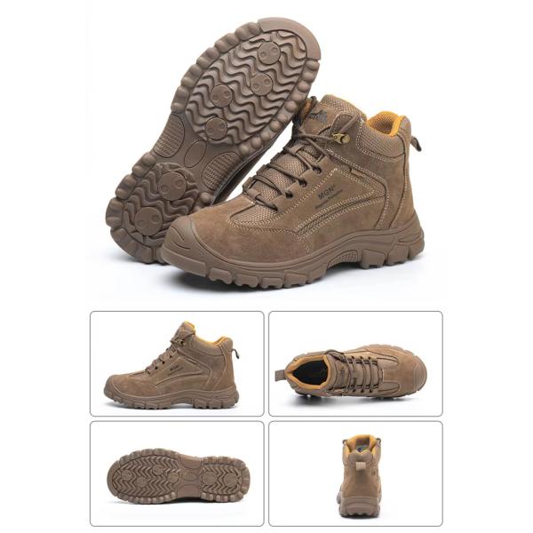 Zapatos de seguridad confortable con dedos de acero hombres botas de trabajo marrones con placa de Kevlar