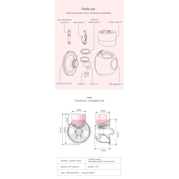 Electric Wearable Breast Pump Set On The Go Hands Free Pump With Suction Function