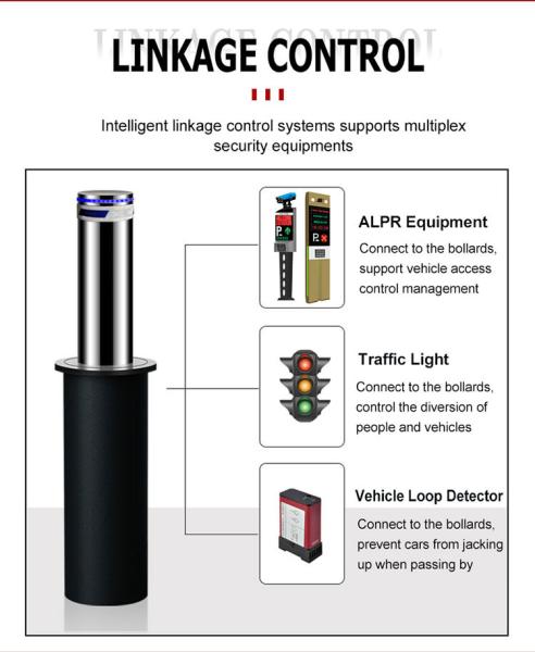 High-Security Automatic Bollards Crash-Rated Hydraulic Rising Bollard with Manual Override Parking Barrier