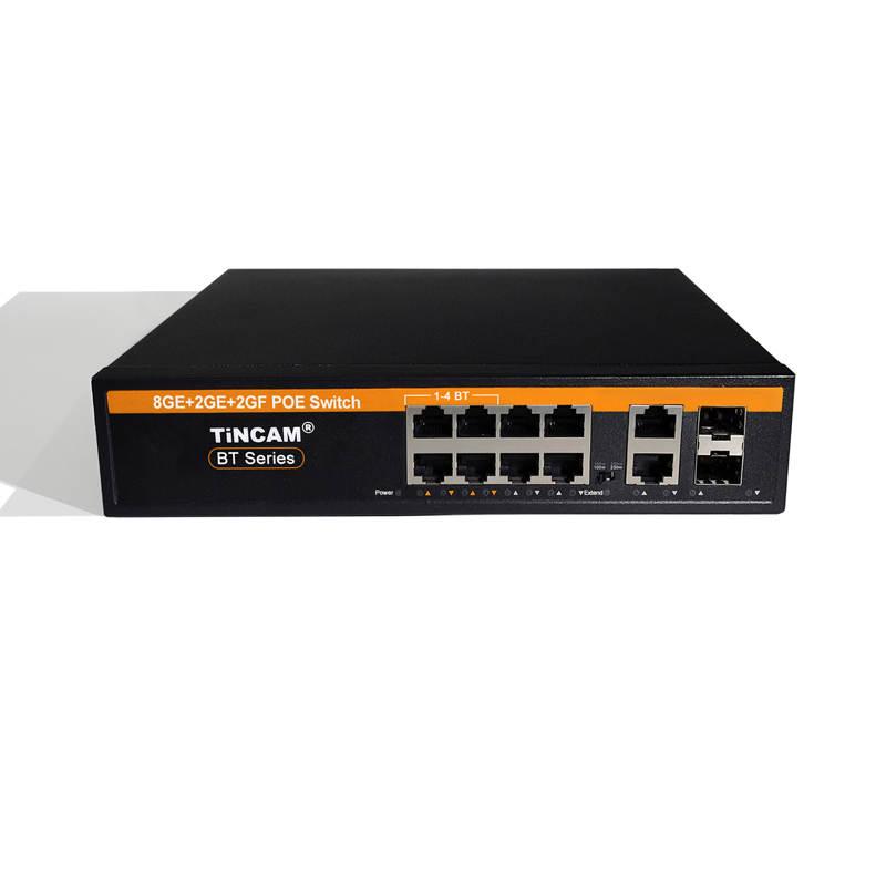 12 Port Gigabit AI Smart PoE Switch 8 PoE+ Ports 4 BT 60W PoE++ Ports 2 RJ45