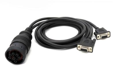 Black J1939 Deutsch 9 Pin Female to Dual D-Sub DB9P Female Truck Y Cable