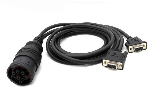Black J1939 Deutsch 9 Pin Female to Dual D-Sub DB9P Female Truck Y Cable