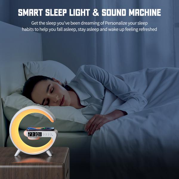 G Shape Mini Ambient Light with Bult-in Battery and Bluetooth Speaker RGBWIC Wireless Changing
