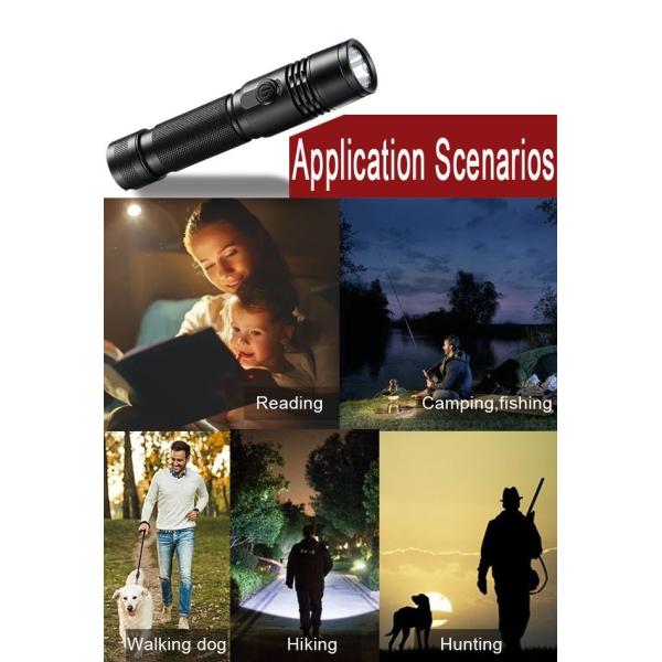 18650 Battery Powered Rechargeable LED Flashlight 1200 Lumen Aluminum Alloy Material