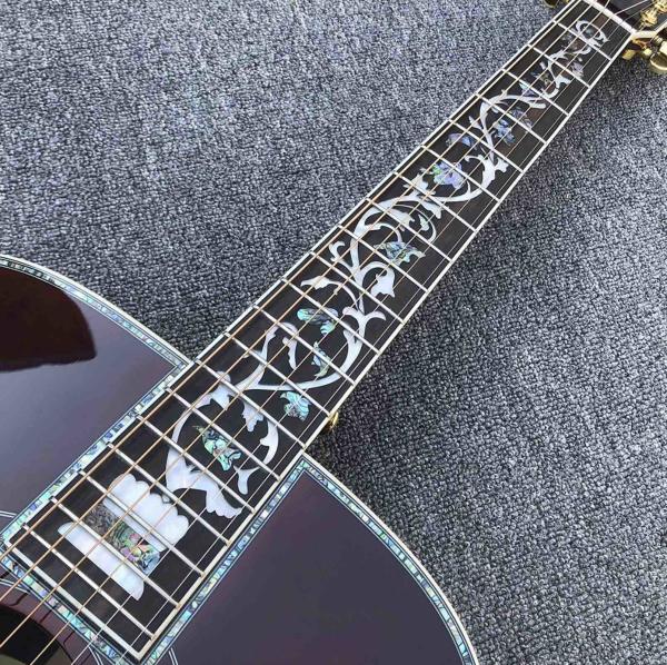Real Abalone inlays Sunburst Solid spruce top 41 inch D style Acoustic Guitar with ebony fingerboard