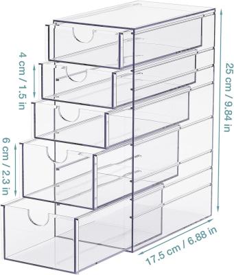 Clear Containers For Hair Accessory Organizing, Plastic Hair Accessory Organizer Box With 5 Drawers, Hair Accessory