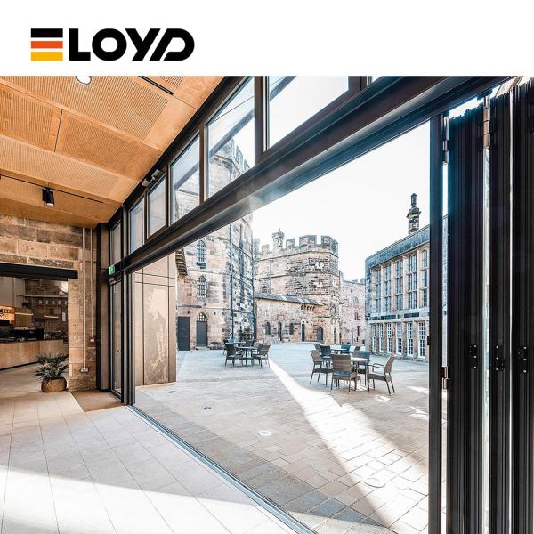 Exterior Hotel Entrance Folding Patio Doors Double Accordion Glass Sliding Doors