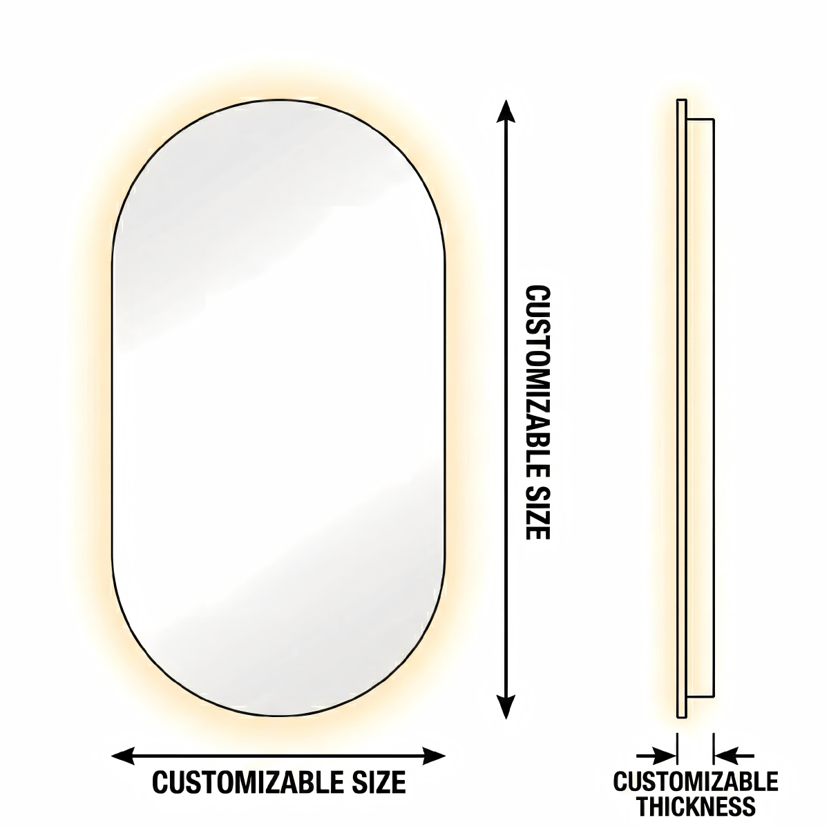 Kingstin Minimalist Frameless Oval LED Backlit Bathroom Mirror | Motion Sensor & Anti-Fog