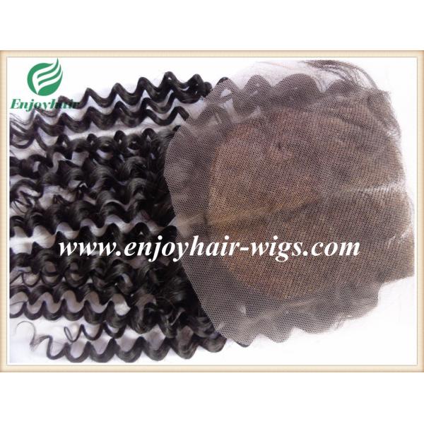 Lace top closure 4''x4'' ,malaysian virgin hair natural color curly 10''-24''length