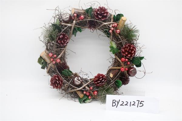Wholesale Artificial Christmas Door Decoration Supplies Nature Pine Cone Large Christmas Wreath Garland Decor