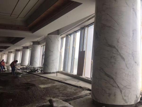 High Building Marble Columns Decorative Round White Stone Column For Hotel