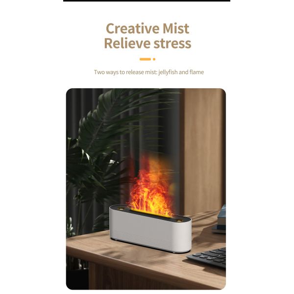 Flame Volcano Ultrasonic Humidifier 250ml Essential Oil Aroma Diffuser Colorful Light
