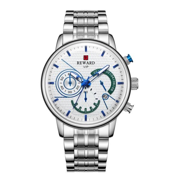 Stainless Steel Chain Mens Metal Strap Watches , Chronograph Mesh Wristband Watch