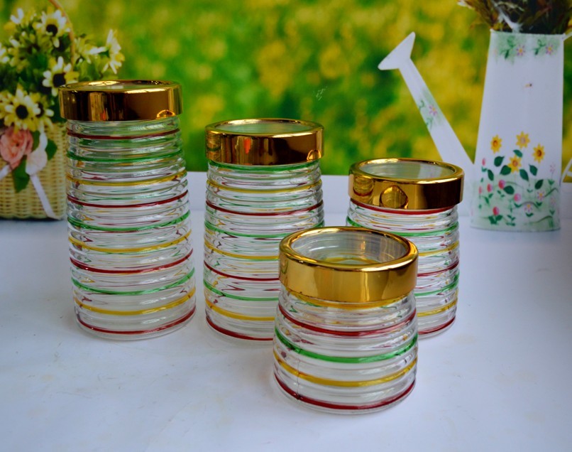 SET OF 4 PCS GLASS CANISTER