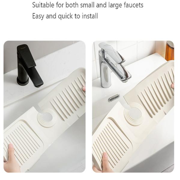 Waterproof Silicone Bottom Mat for Bathroom and Kitchen Countertop Faucet Light Gray