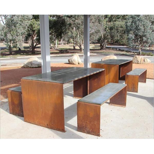 Скамейка в парке высоты 40cm на открытом воздухе ржавая красная Corten стальная с табуреткой Optinal