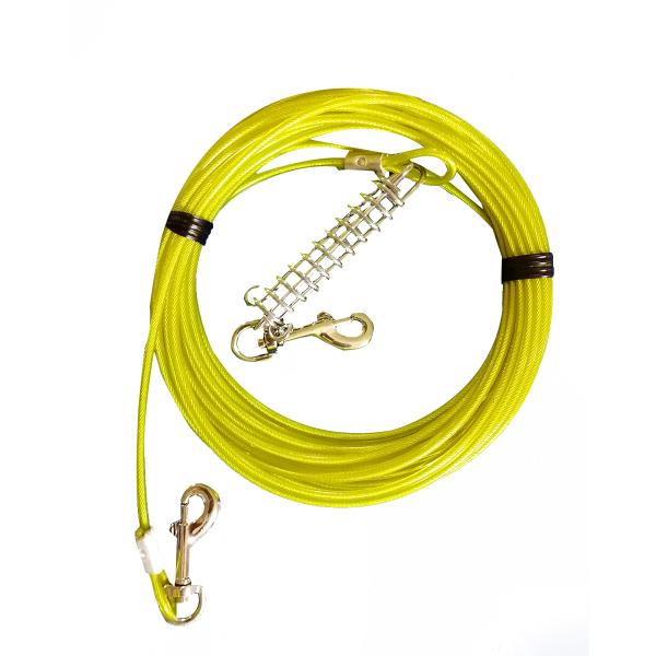 Couleur PVC revêtu chien attacher le pieu lourd 4.5 mm Avec 15 pieds de longueur jusqu'à 100 livres