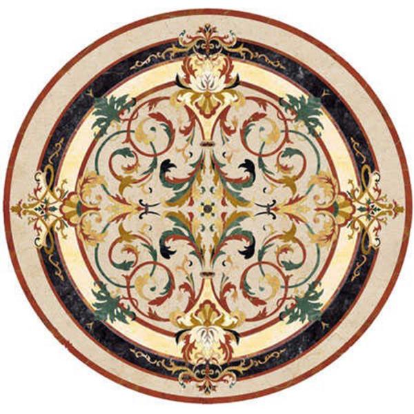 Emperador Flower Mosaic Tile Wall Art , Round Outdoor Mosaic Art Projects