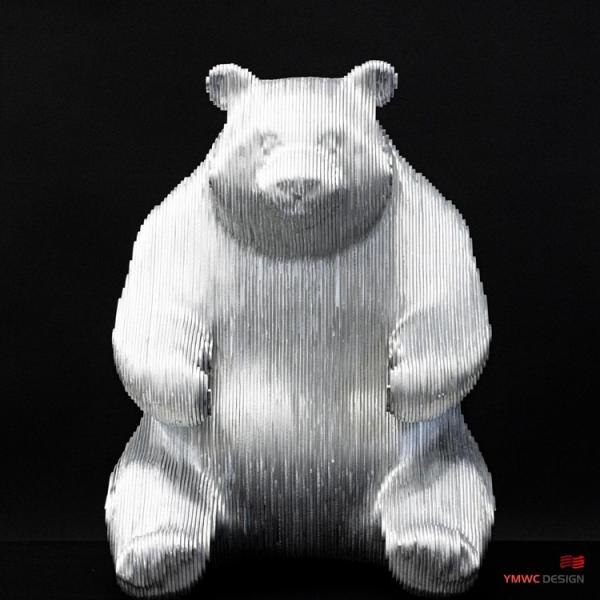 Custom Color Life-size Bronze Animal Sculpture Hand-forged Stainless Steel Panda Statues