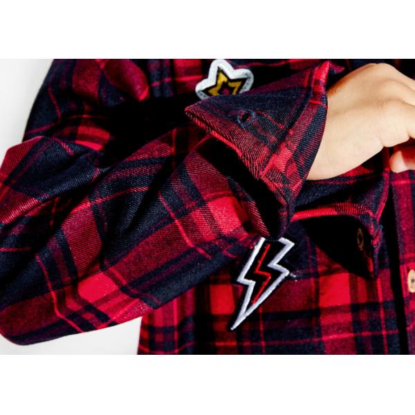 Checked Woven Fabric Kids Boys Clothes Kids Long Sleeve Polo Shirts Soft
