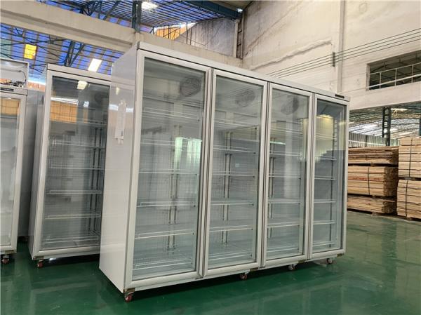 Low Noisy Vertical Glass Door Display Ice Cream Refrigerator And Freezer