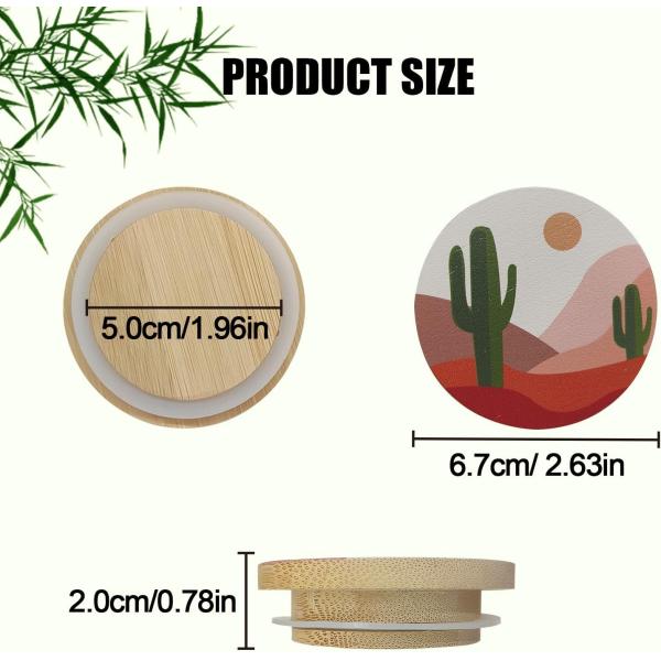 8 Pack Silicone Sealing Rings with Custom Size Colorful Boho Patterns and Bamboo Lids
