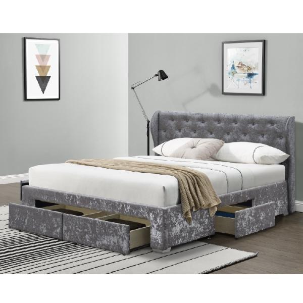 La tela del lino de la madera contrachapada se fue volando tamaño doble de la cama del almacenamiento de Ottoman