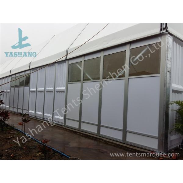 Double Pitch High Pressed Aluminum Framed Tent Solid ABS Wall Clear Glass Door 20M X 40M